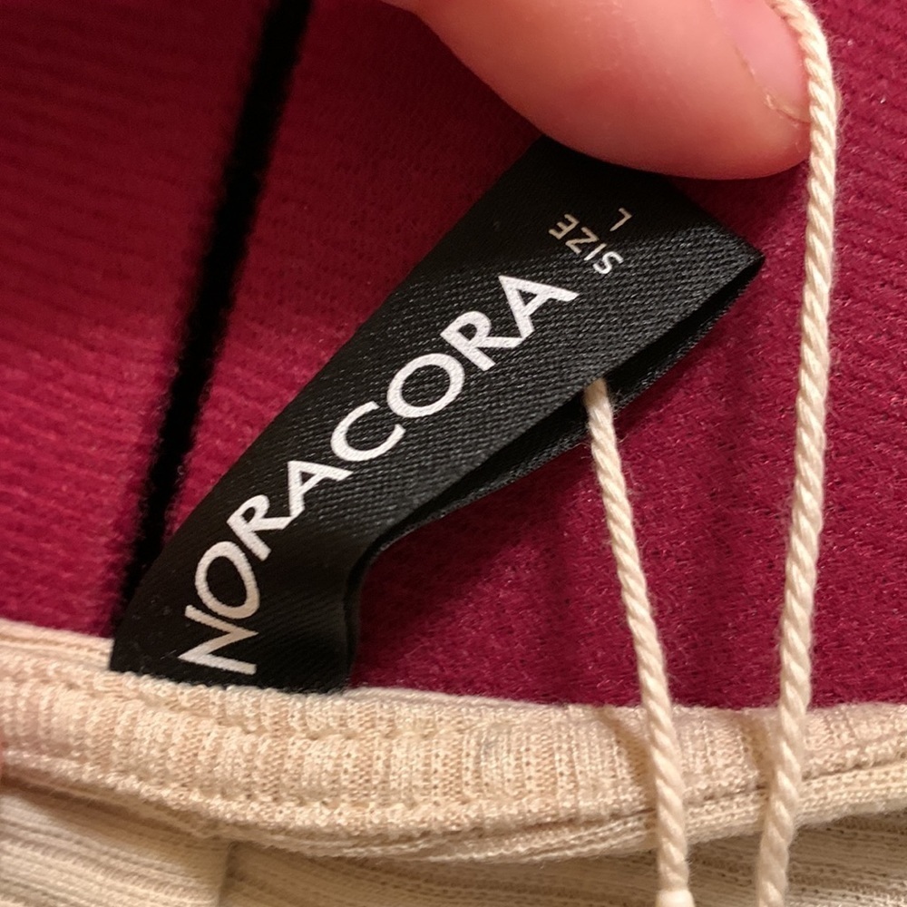 NORACORA Beige Ribbed Knit Batwing Sweater Lace Sleeve Detail Deep Cuff Boatneck - Picture 9 of 15